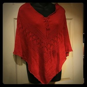Rampage Clothing Company, Women Red Sweater Poncho